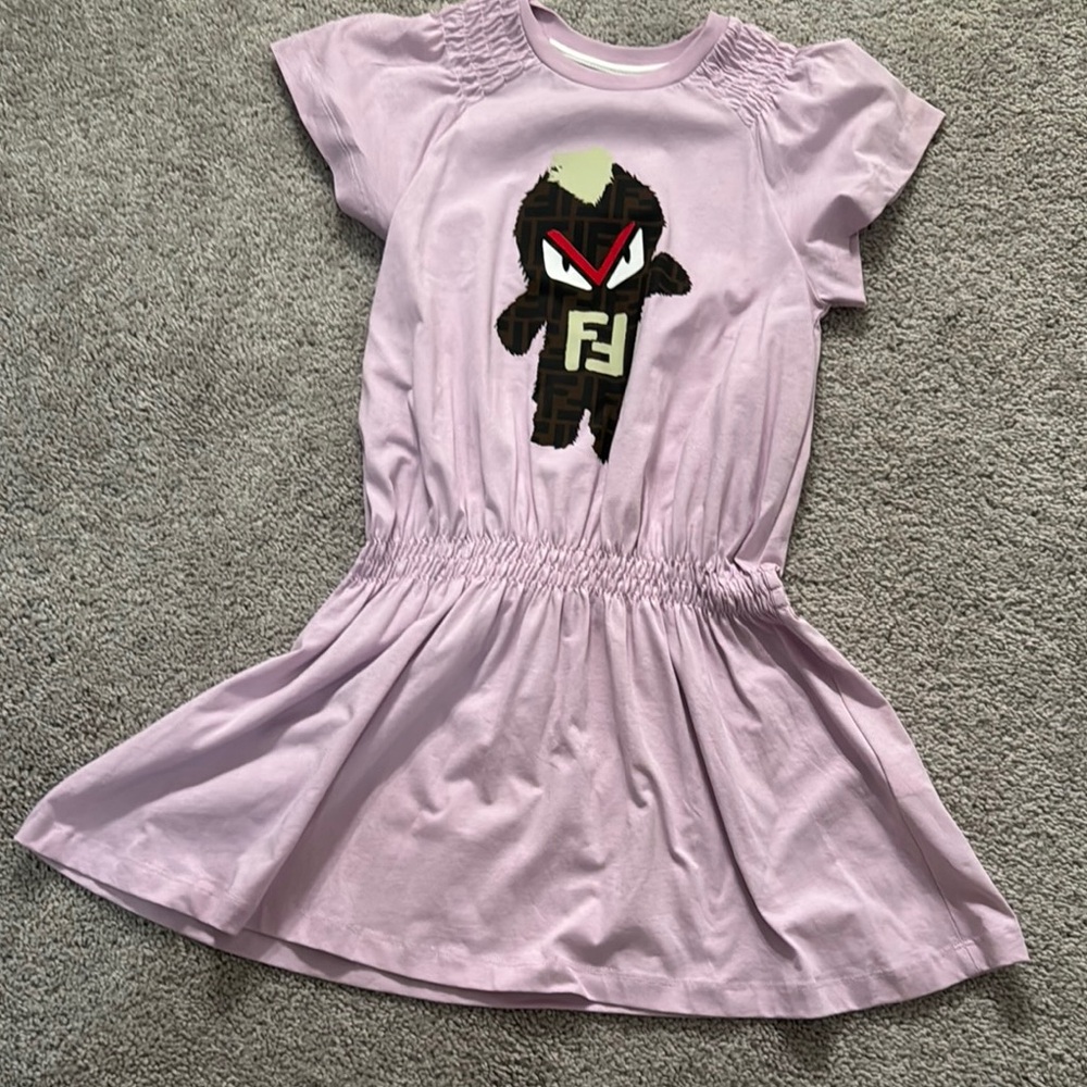 Fendi Kids Dress in Light Purple with Character Design